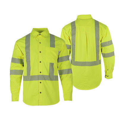 Camisas reflexivas del amarillo de la seguridad de las camisas de la seguridad de la manga larga con las rayas reflexivas