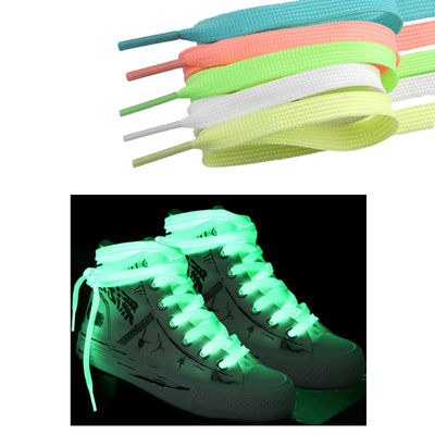 El resplandor en el poliéster luminoso fluorescente de zapato de los cordones de las secuencias de la noche oscura de la cuerda los 80cm el 100cm el 120cm trenzó