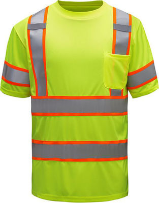 Hombres reflexivos de las camisetas del verde lima de Polo Shirt Work Hi Vis de la clase 3 del ANSI