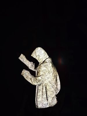Tela elástica reflexiva fuerte luminosa de plata alto Vis Jacket Material EN20471 ANSI107