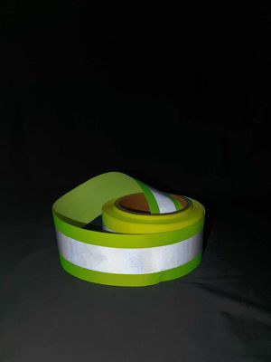 Cinta reflexiva los altos 5cm ligeros de la tela de las correas del verde reflexivo fluorescente de la cinta