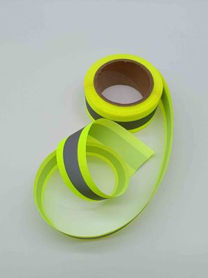 negro ligero de encargo de las correas de 50m m del verde reflexivo amarillo fluorescente reflexivo de la cinta alto